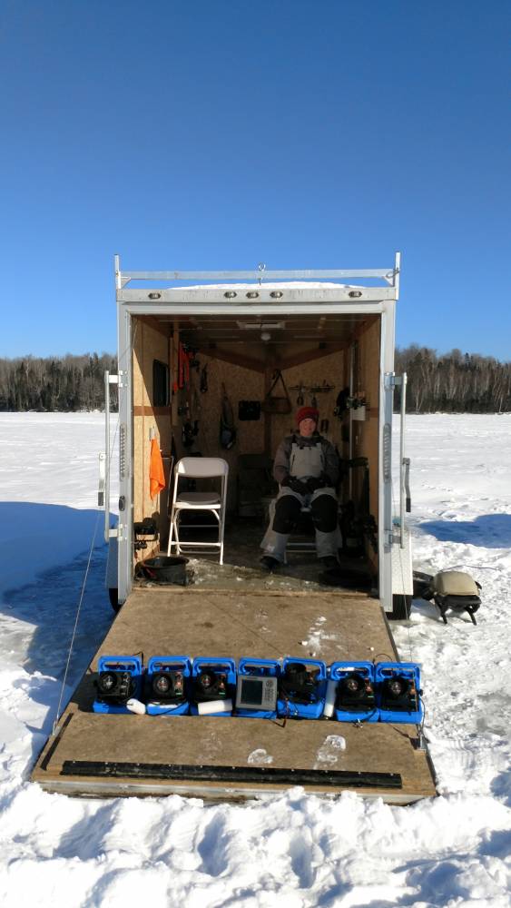 heated ice fishing trailer